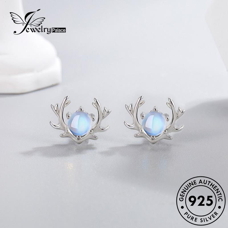 Jewelrypalace Wanita Kepribadian Asli Perak Moonstone925 Elk Stud Earrings E313