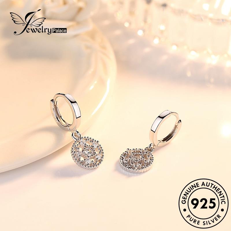 Jewelrypalace Anting Perak Asli Berlian Bulat Kepribadian Moissanite Wanita925 Hoop E420