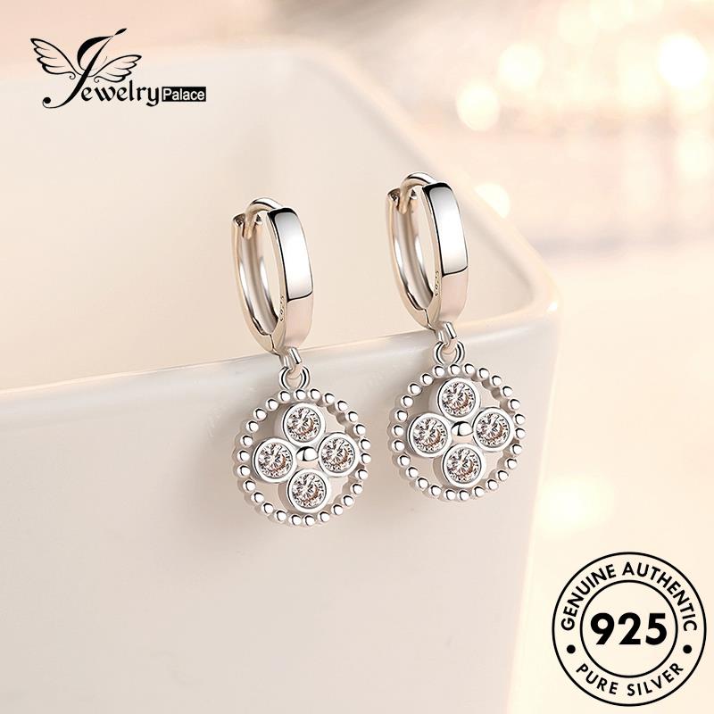 Jewelrypalace Asli Lingkaran Perak Wanita Simple Hoop Moissanite Anting Berlian925 E423