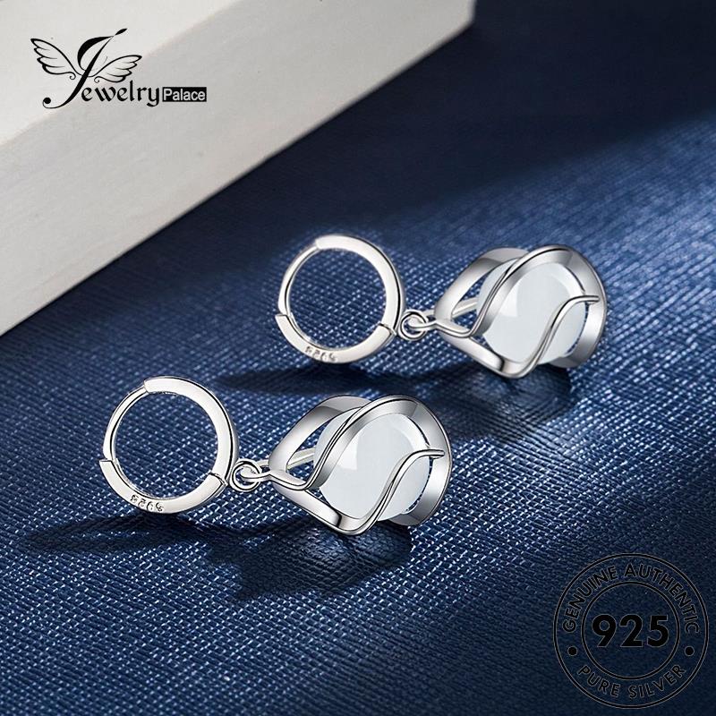 Tempat Perhiasan Wanita Asli Opal Hoop925 Gaya Silver Anting Etnik Retro E378