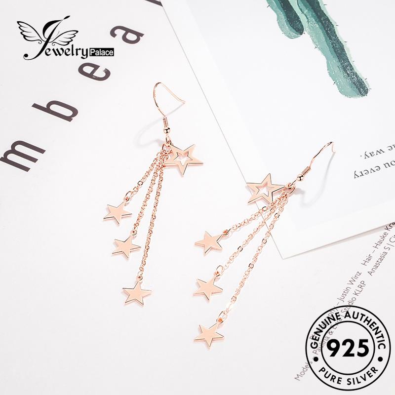 Jewelrypalace Bintang Temperamen Kait Perak Asli Wanita925 Anting Emas Berujung Lima E440