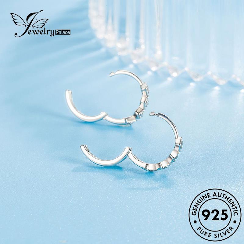 Jewelrypalace Moissanite Wanita925 Anting Canggih Hoop Asli Berlian Diamond Perak E425