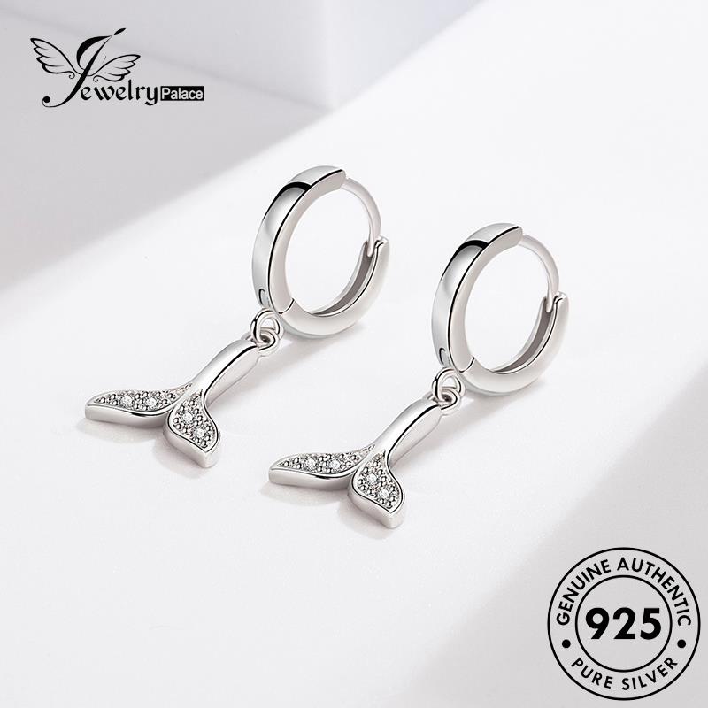 Jewelrypalace Anting Asli Simple Moissanite Wanita Hoop Fishtail Perak925Berlian E426