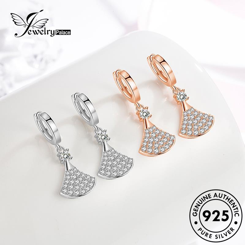 Jewelrypalace Anting Hoop Fashion Berlian Moissanite Sektor Perak Wanita925 Emas Asli E429