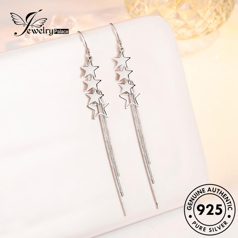 Jewelrypalace Anting925 Perak Asli Simple Bintang Wanita Kait Berujung Lima E503