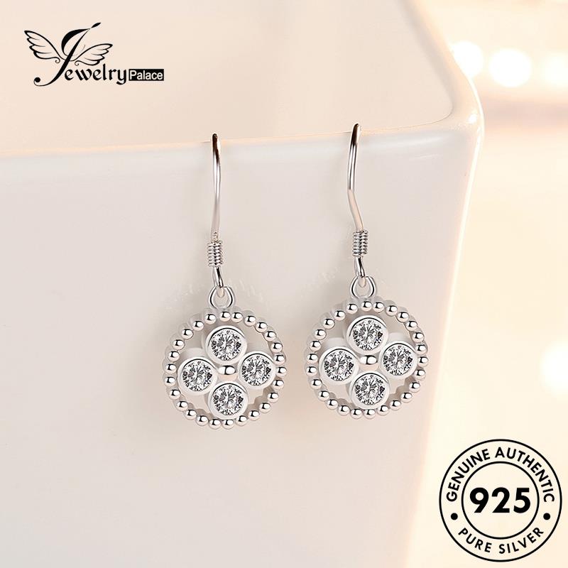 Jewelrypalace Perak Wanita925 Kait Moissanite Asli Anting Berlian Temperamen Bulat E595