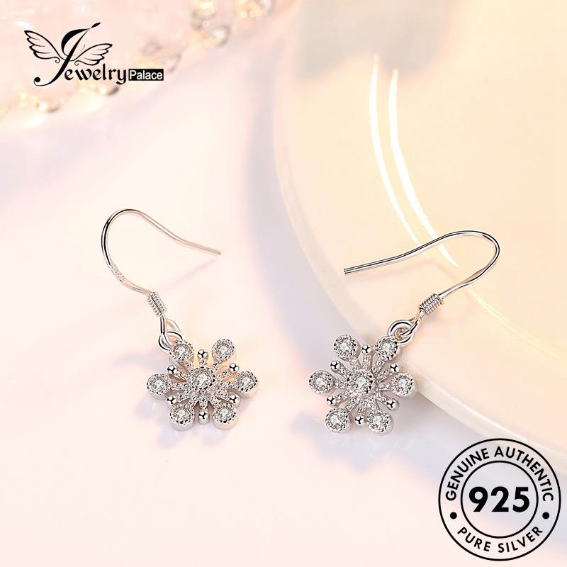 Jewelrypalace Hook Berlian925 Wanita Fashion Perak Asli Snowflake Moissanite Anting E550