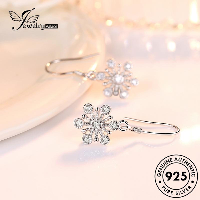 Jewelrypalace Hook Berlian925 Wanita Fashion Perak Asli Snowflake Moissanite Anting E550