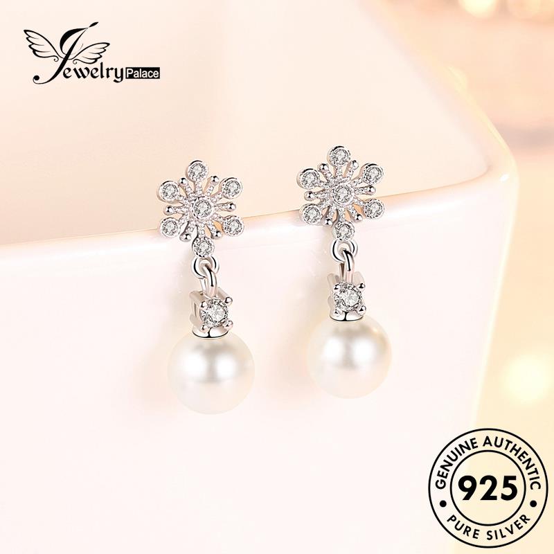 Jewelrypalace Pearl Stud Wanita Simple925Mutiara Asli Anting Perak E551