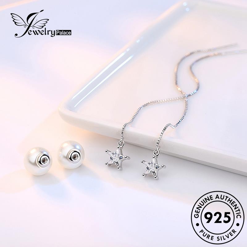 Jewelrypalace Anting Mutiara Asli Simple Wanita925Drop Silver Bintang E668