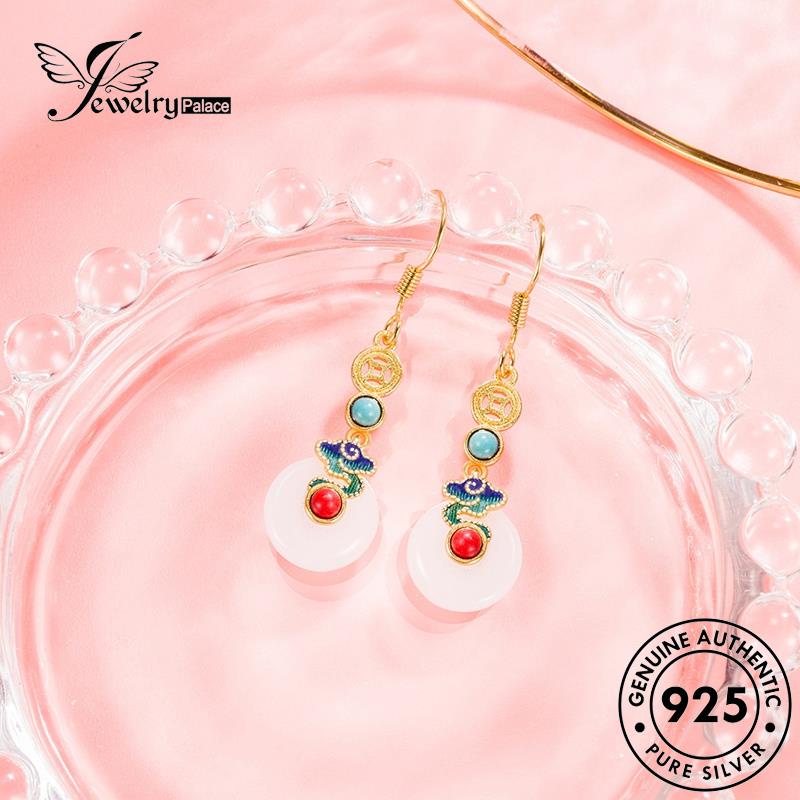 Jewelrypalace Giok925 Kait Enamel Anting Emas Perak Wanita Asli Menguntungkan E715