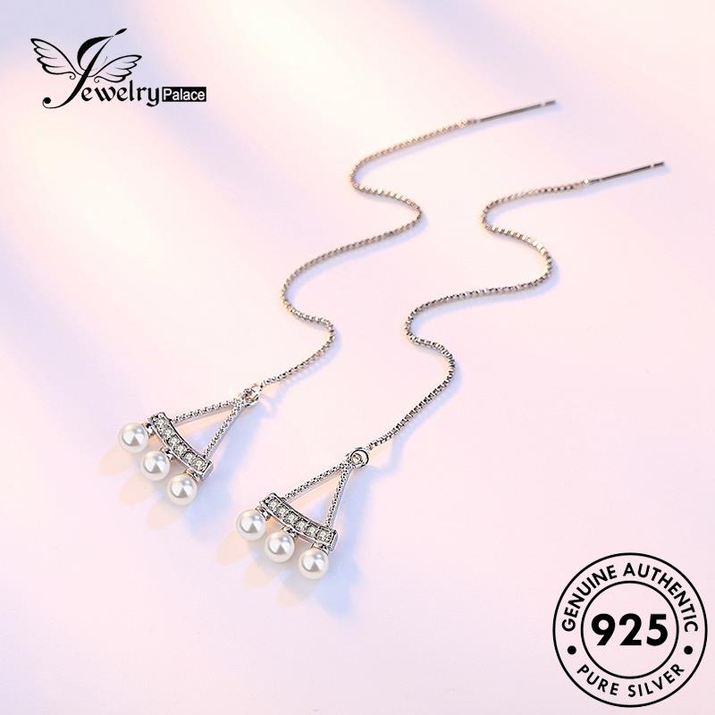 Jewelrypalace Wanita925 Anting Tusuk Mutiara Vintage Kipas Perak Asli E676