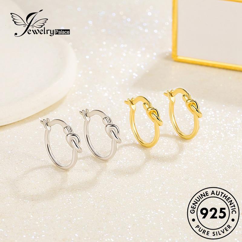 Jewelrypalace Anting Hoop Lingkaran Perak Asli Wanita925 Gold Simple E692