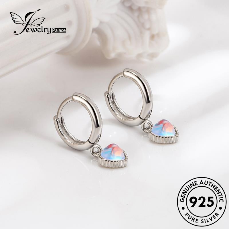 Jewelrypalace Hoop Romantic Moonstone Wanita Asli Anting Love925 Perak E771