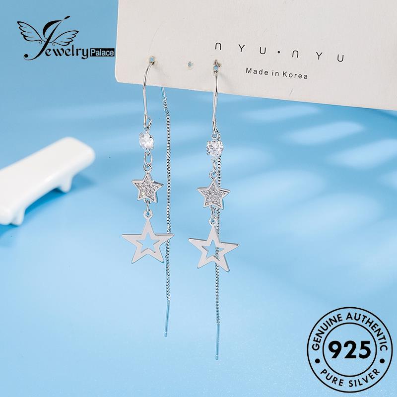 Jewelrypalace Cerah925 Wanita Perak Asli Anting Stars Drop E779