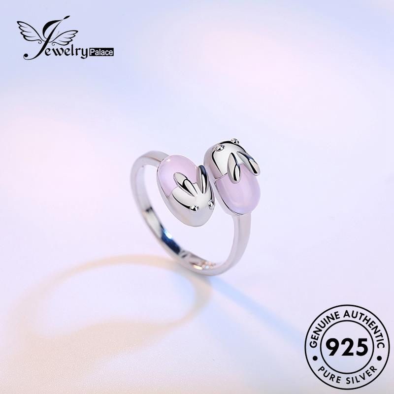 Jewelrypalace Pink Cincin Perak Kristal Asli Lucu Berlian Wanita925 Rabbit R1