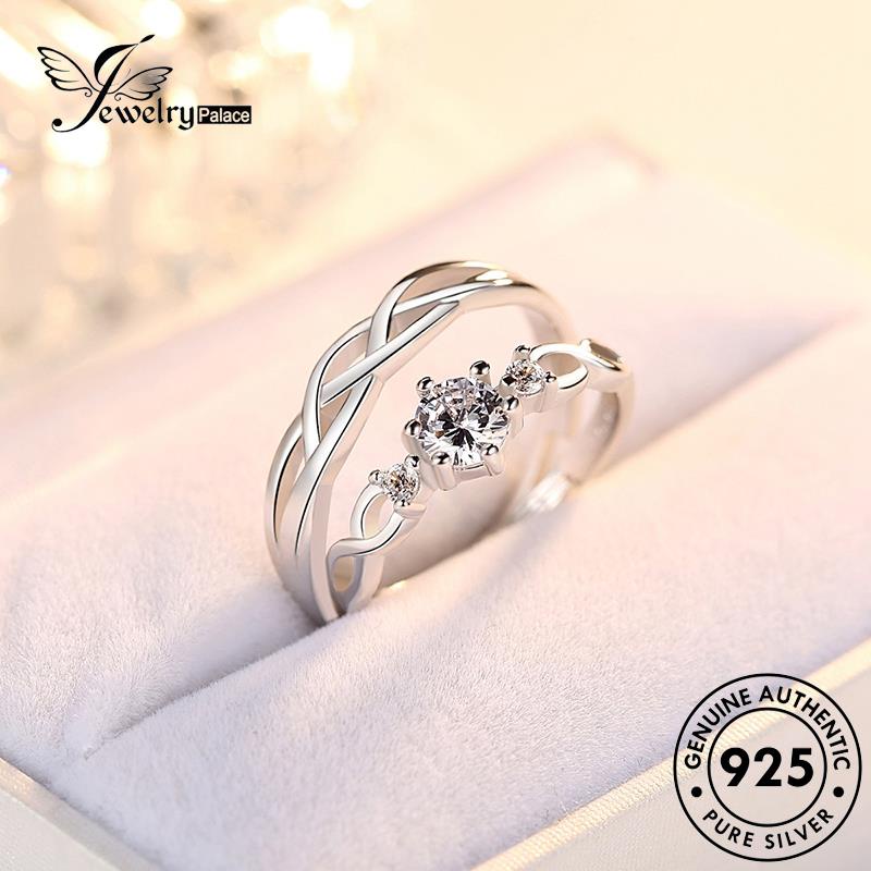 Jewelrypalace Couple925 Original Fashion Sepuluh Mil Moissanite Perak Blossom Rings Peach Berlian R42