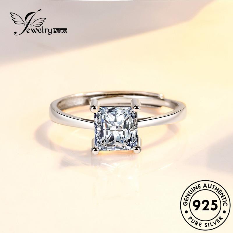 Jewelrypalace Cincin Persegi Asli Klasik Berlian Wanita Moissanite Berlian Perak925 R130