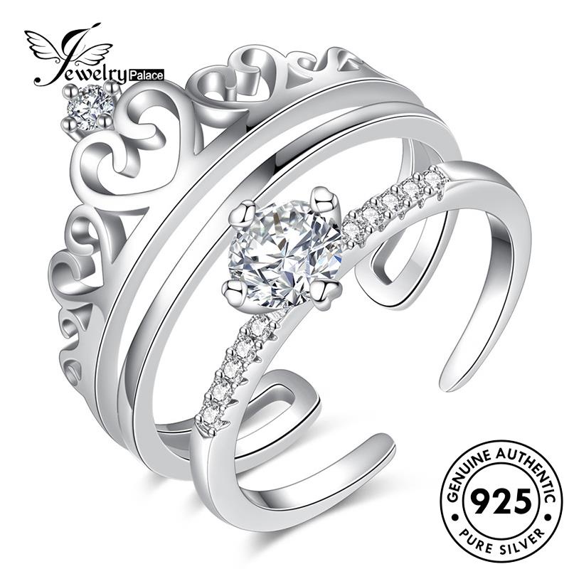 Jewelrypalace Cincin Mahkota Simple Couple Moissanite Perak Berlian Asli925 R53