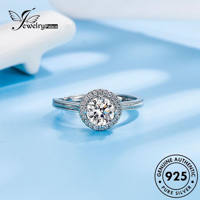 Jewelrypalace Cincin Moissanite Asli Wanita Perak Berlian Cakar Empat Bulat925 R141