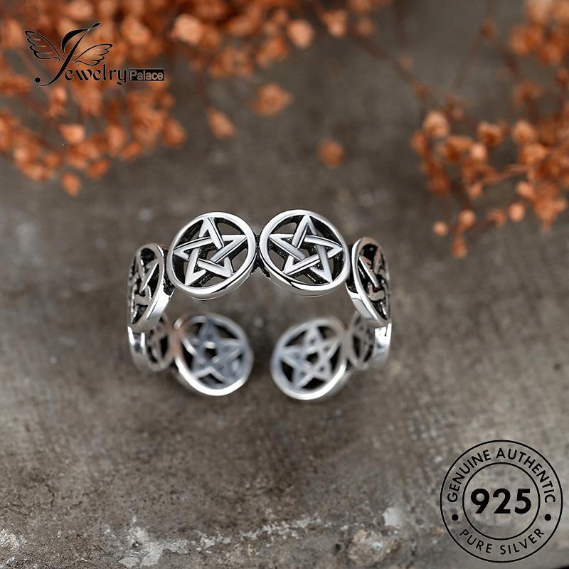 Tempat Perhiasan Wanita Stars Rings Perak Asli925 Retro R145