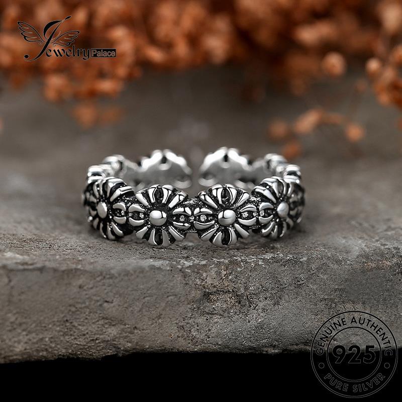 Perhiasantempat Wanita Retro Asli Cincin Bunga Perak925 R169