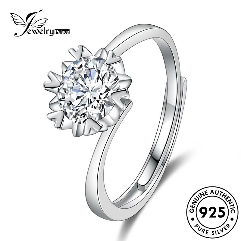 Jewelrypalace Cincin Fashion Lengan Berlian Wanita Moissanite Asli Twist925 Perak R134