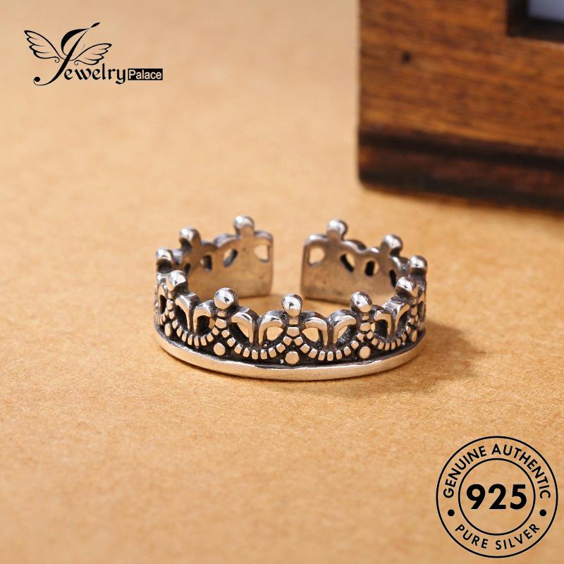 Tempat Perhiasan925 Cincin Wanita Asli Vintage Silver Mahkota R176