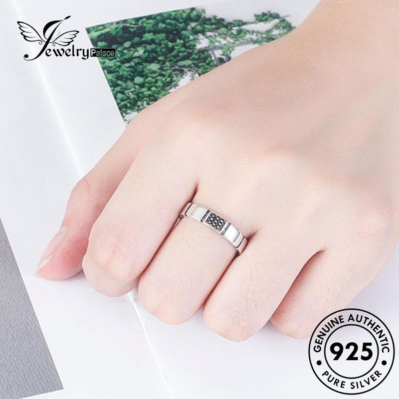 Tempat Perhiasan Wanita Perak Asli Persegi925 Cincin Kreatif R243