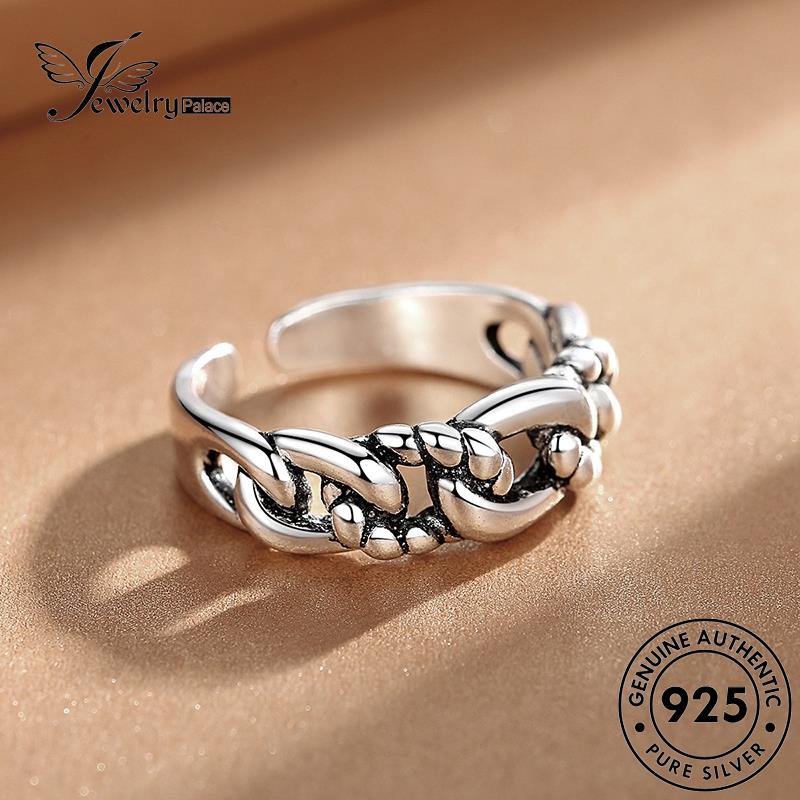 Tempat Perhiasan Wanita Rantai925 Cincin Perak Vintage Asli R293