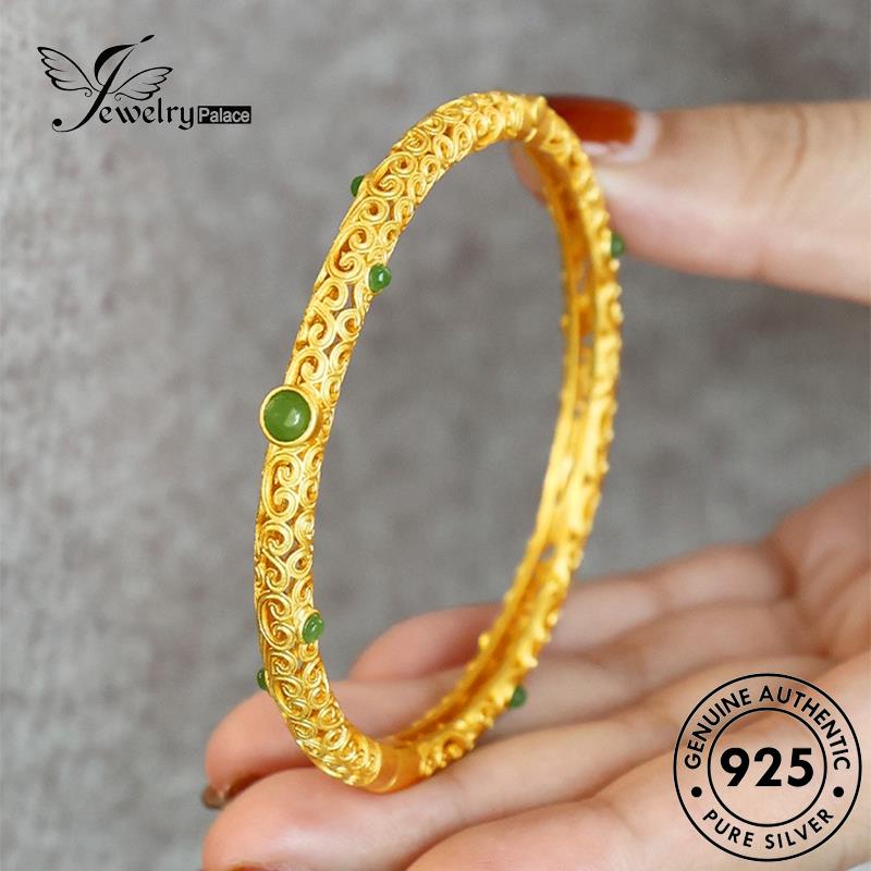 Jewelrypalace Style Gelang Emerald Perak Asli Wanita Sidang925 Emas B304