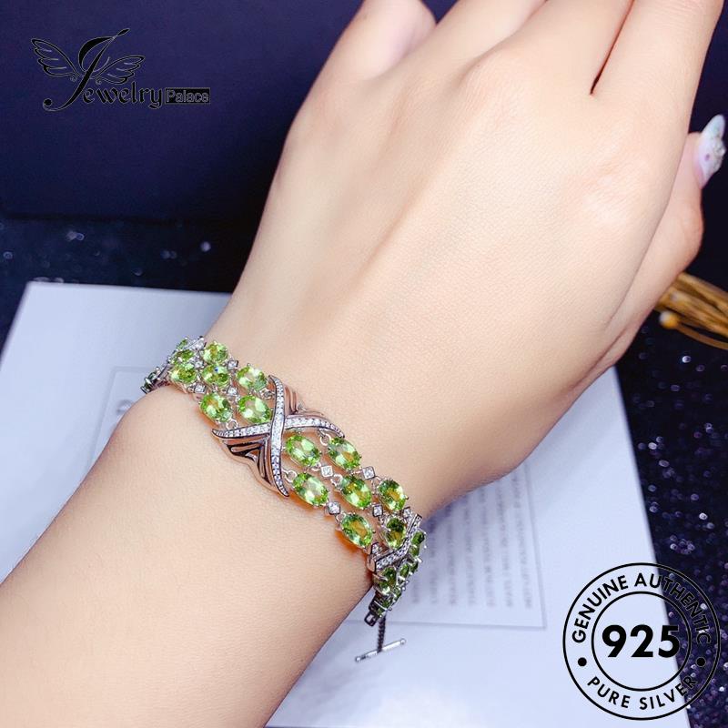 Jewelrypalace Gelang925 Asli Wanita Amethyst Olive Bentuk Perak B519