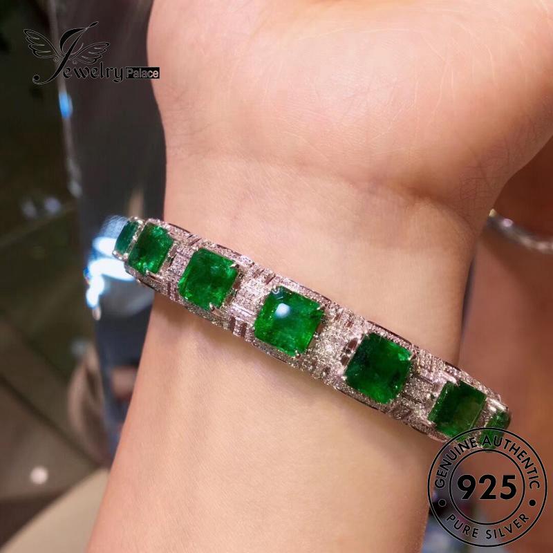 Perhiasantempat Gelang Emerald Perak Wanita Asli Mulia925 B529