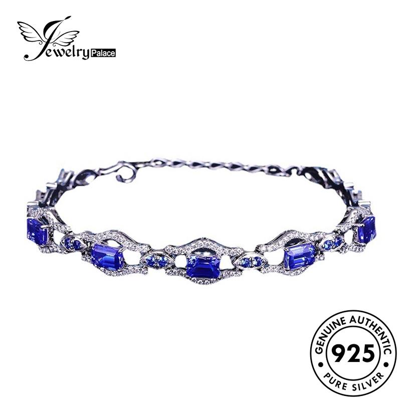 Jewelrypalace Asli Wanita Perak925 Gelang Kotak Sapphire B568