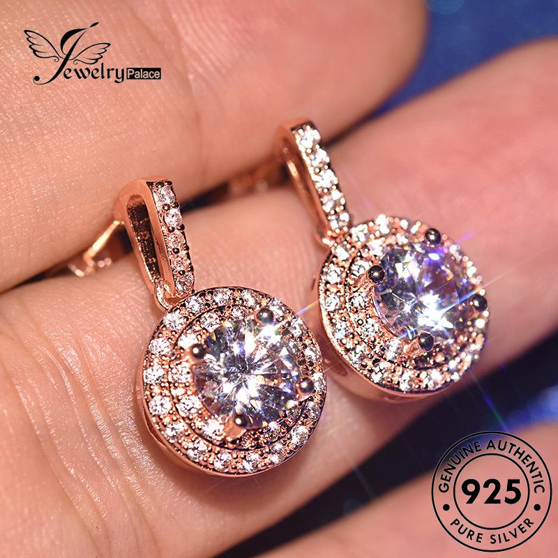 Jewelrypalace Emas Asli925 Berlian Moissanite Wanita Anting Perak Stud Bulat E164