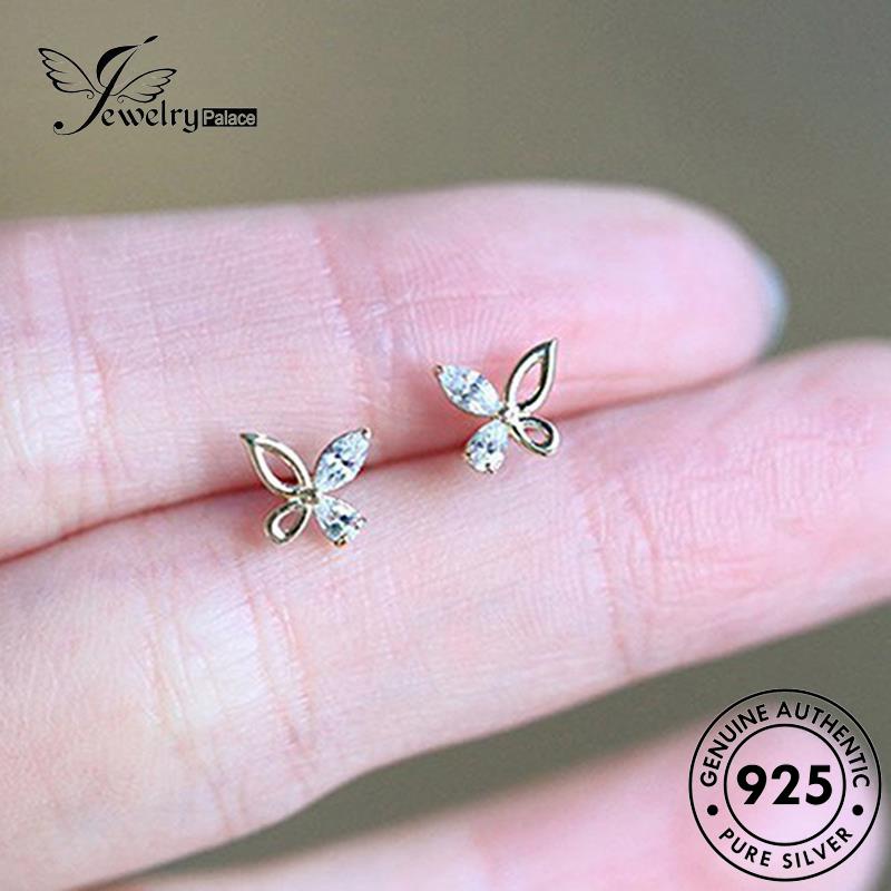 Tempat Perhiasan Wanita925 Stud Anting Perak Asli Berlian Gold Butterfly Moissanite E613