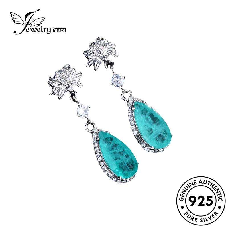 Jewelrypalace Anting Tusuk Wanita925 Oval Asli Aquamarine Perak E825