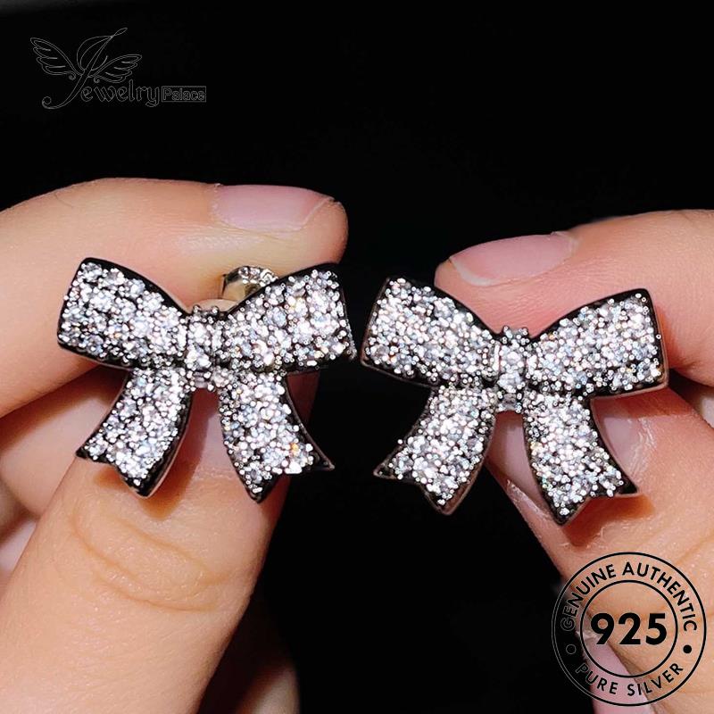 Jewelrypalace Perak Asli Berlian Busur925 Stud Wanita Moissanite Anting Dasi E876