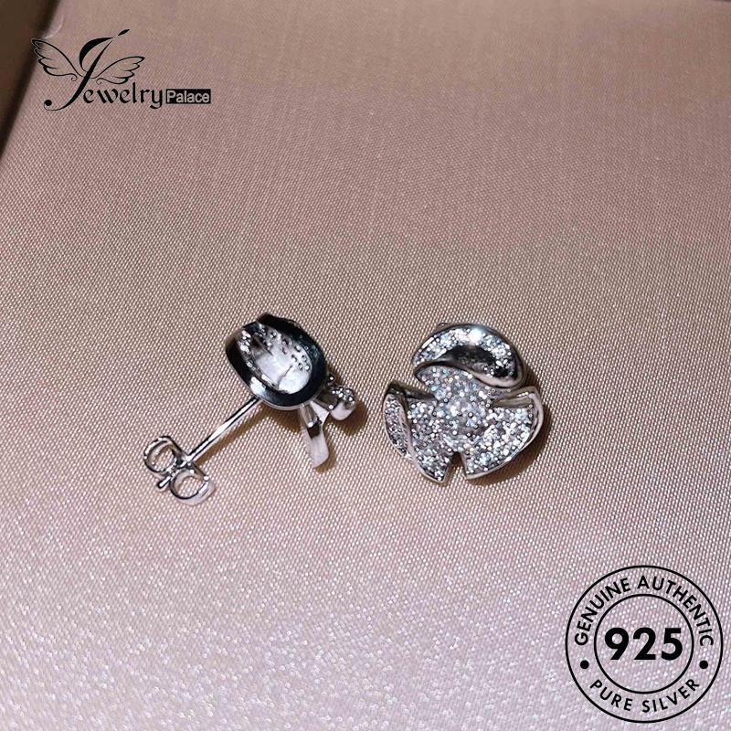 Jewelrypalace Anting Perak Begonia Bunga Wanita Stud Moissanite925 Berlian Asli E880