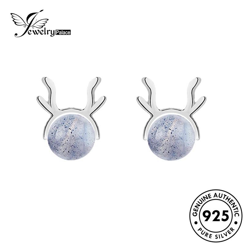 Jewelrypalace Antler Stud Anting Perak Moonstone Asli Wanita925 E908