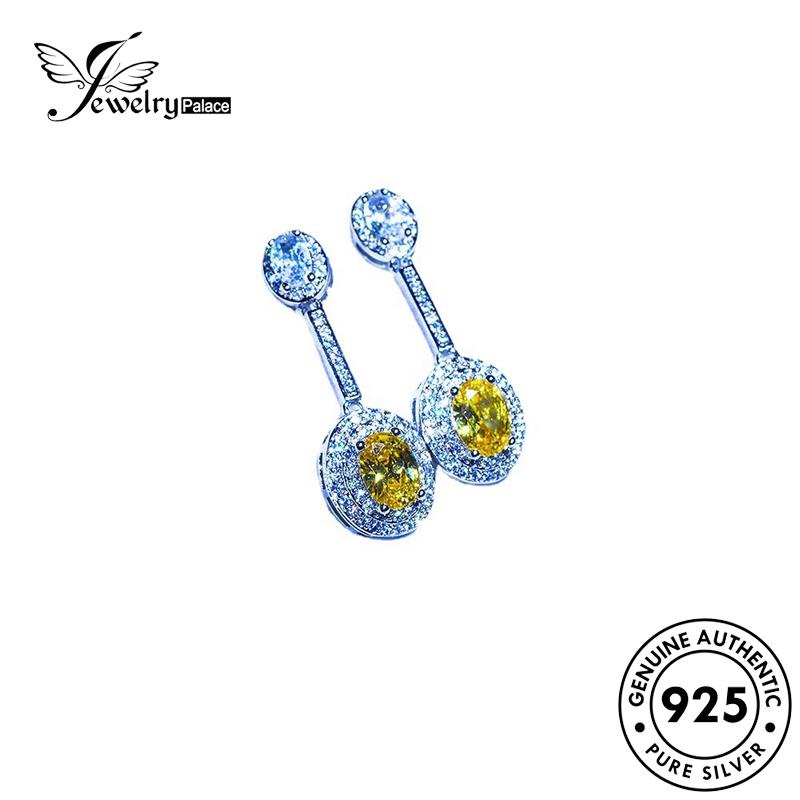 Jewelrypalace Anting Perak925 Citrine Stud Oval Wanita Asli E962