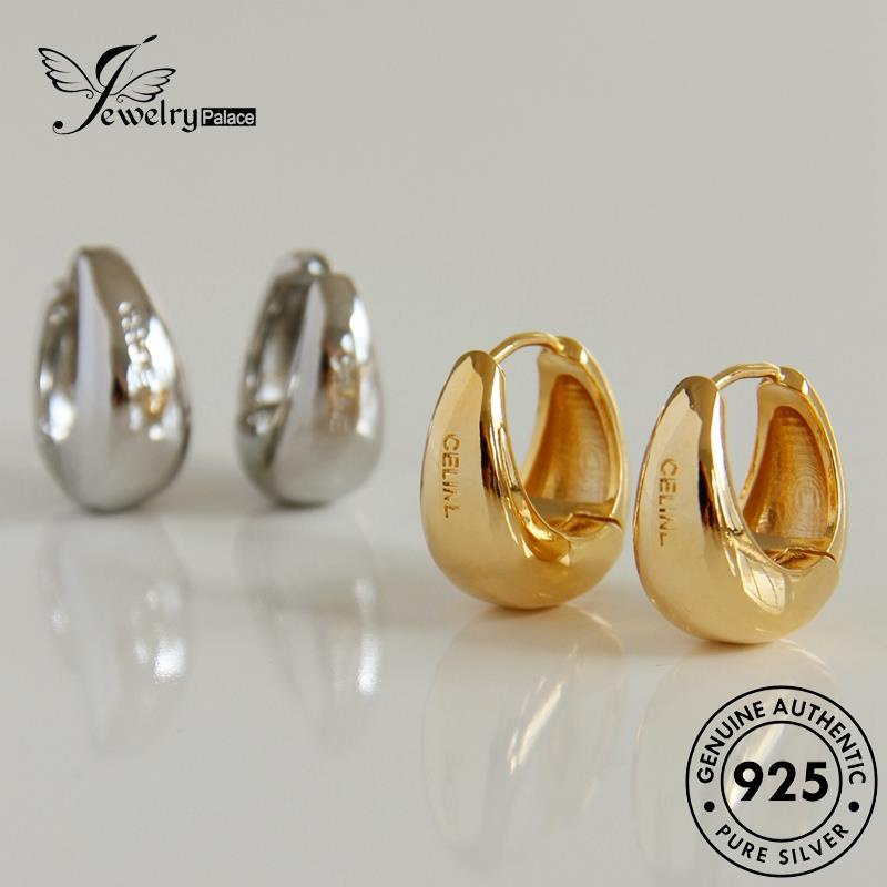 Jewelrypalace Asli Eggshell Emas Wanita Perak925 Anting Hoop Golden E977