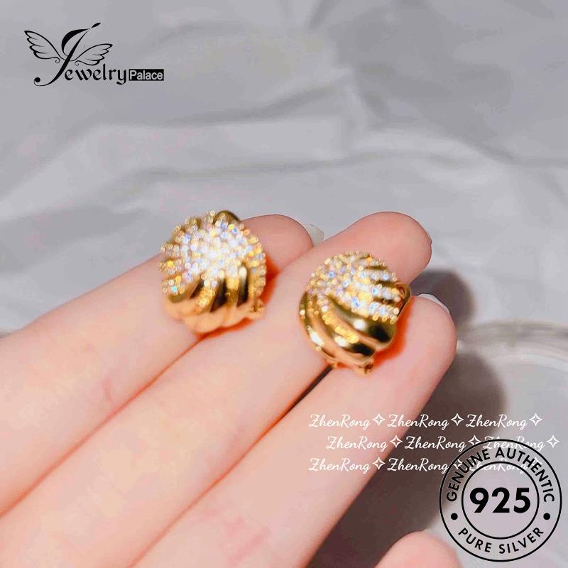 Jewelrypalace Perak Asli925 Moissanite Stud Emas Shell Berlian Anting Wanita E993