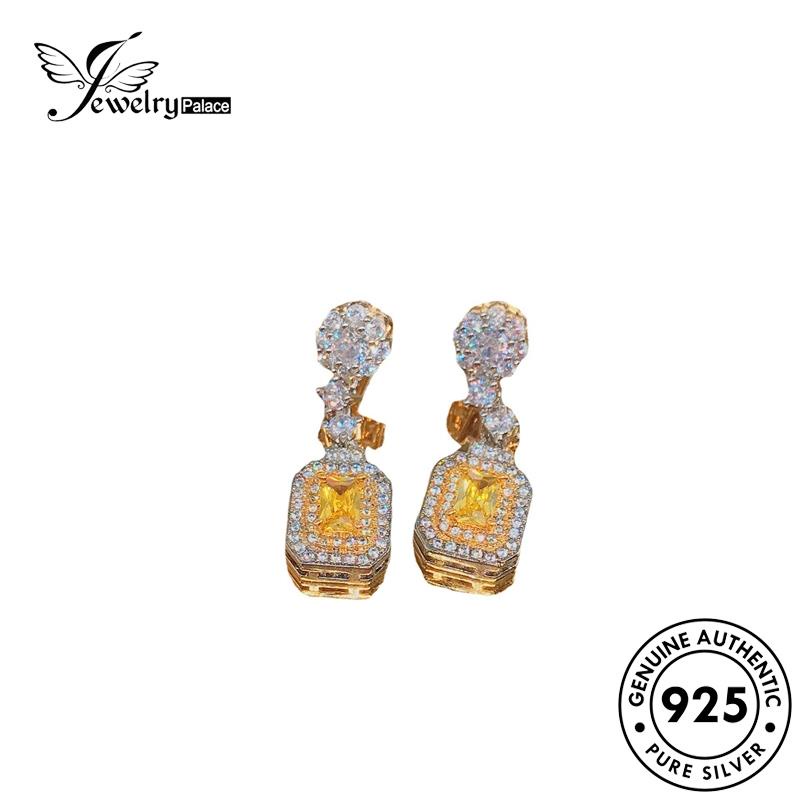 Jewelrypalace Wanita Asli Anting Kotak925 Citrine Perak Stud E1034