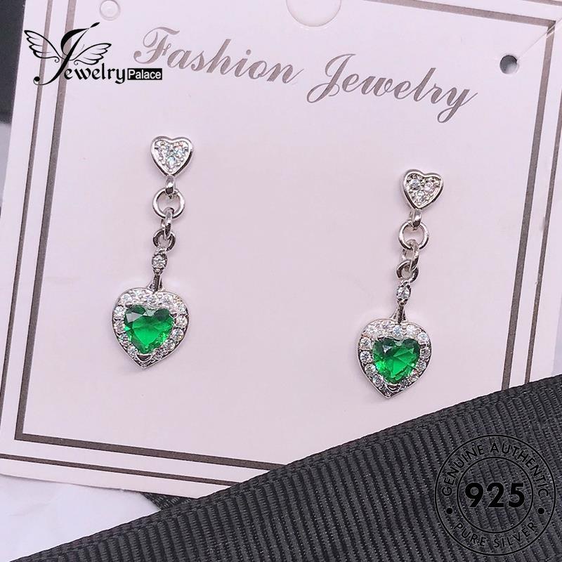 Jewelrypalace Anting Tusuk Perak925 Emerald Asli Love Wanita E1036