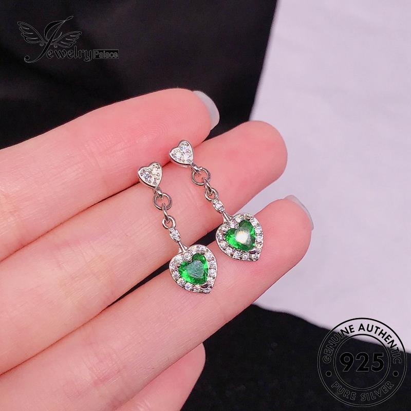 Jewelrypalace Anting Tusuk Perak925 Emerald Asli Love Wanita E1036