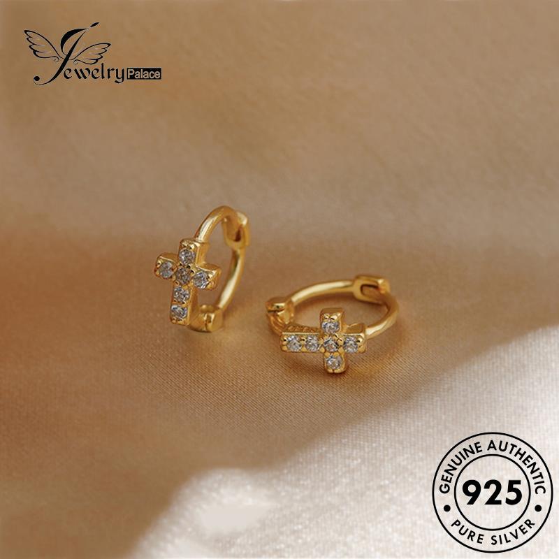 Jewelrypalace Perak925 V Wanita Anting Berlian Asli Hoop Huruf Moissanite E1039