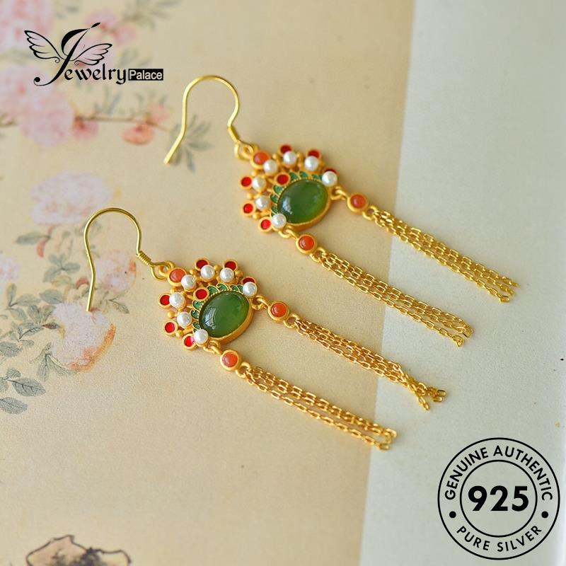 Jewelrypalace Peking Opera Wanita Asli Anting Tusuk Perak925 Giok E1021