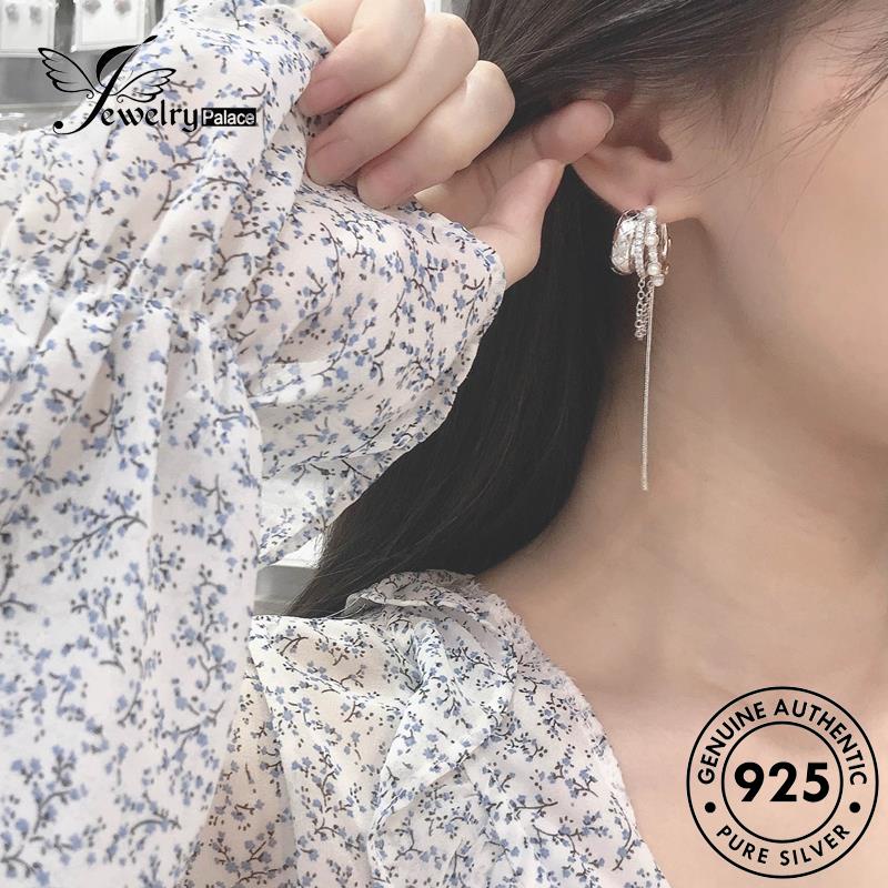 Jewelrypalace Anting Rumbai Mutiara Perak Wanita925 Asli Hoop E1085