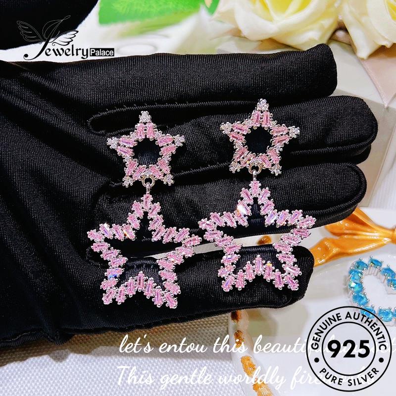 Jewelrypalace Berlian Bintang Pink Perak925 Asli Kristal Wanita Anting Tusuk E1158